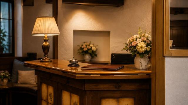 Warm and welcoming reception desk at Verdo Hotel lobby with elegant lighting and boutique hotel atmosphere.